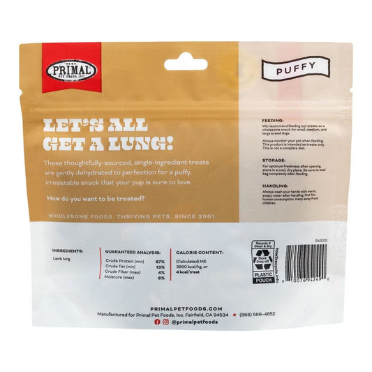 Dehydrated Lamb Lung Treats 1oz back of bag