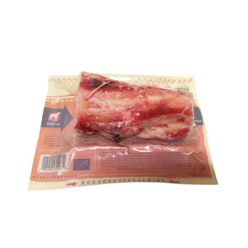Frozen Raw Beef Marrow 4" Bone back of pack.