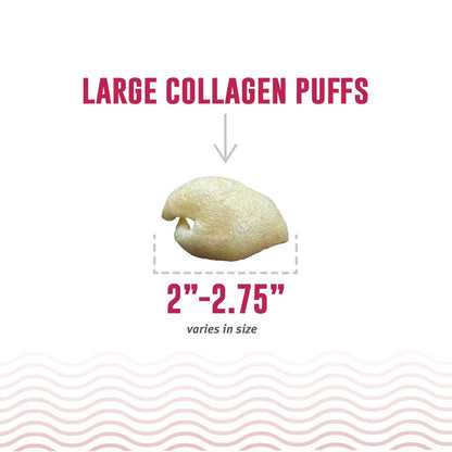 Icelandic+ large collagen puff size guide showing a puff measuring 2 to 2.75 inches