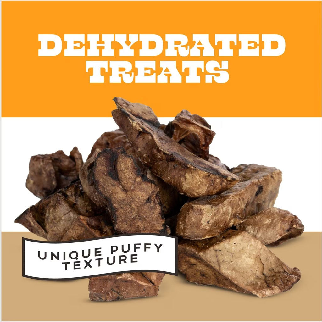 Dehydrated Beef Lung Treats 1oz puffed texture.