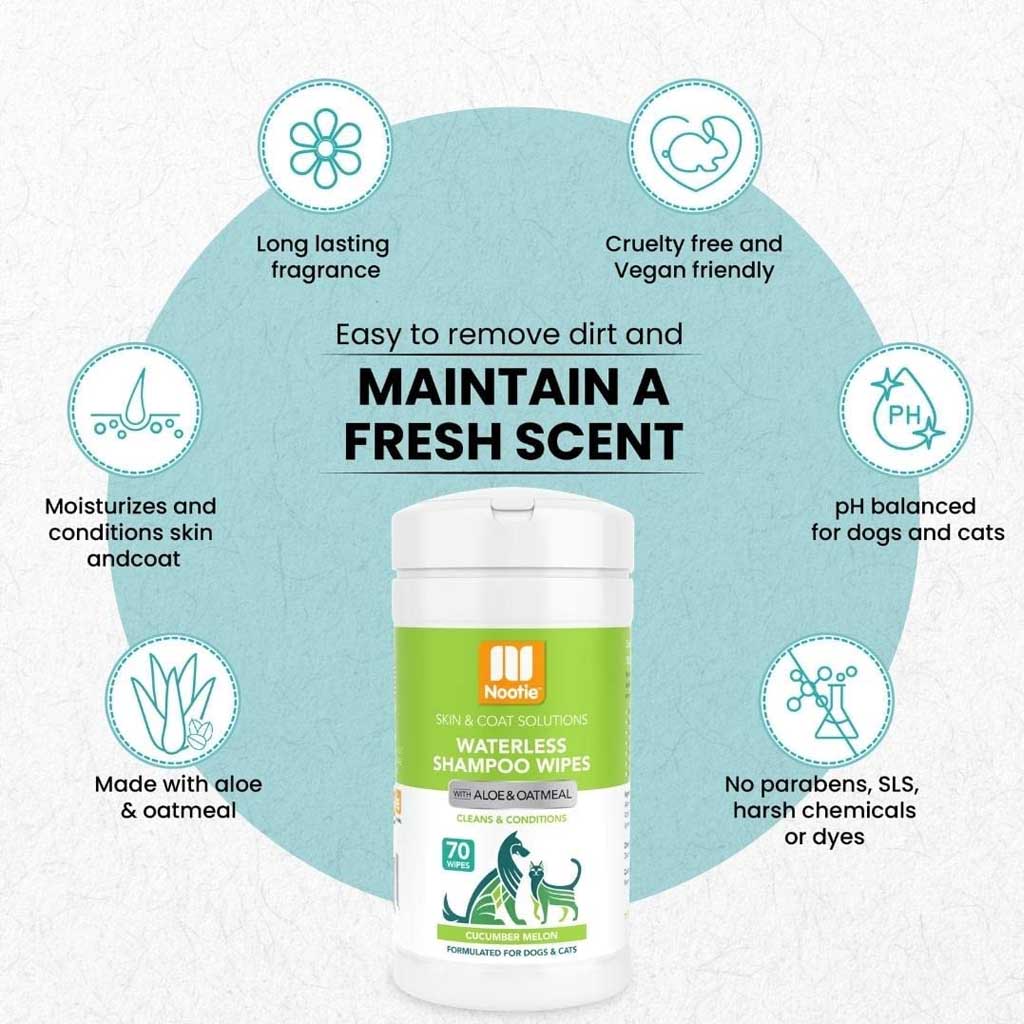 Waterless Grooming Wipes Cucumber Melon 70ct