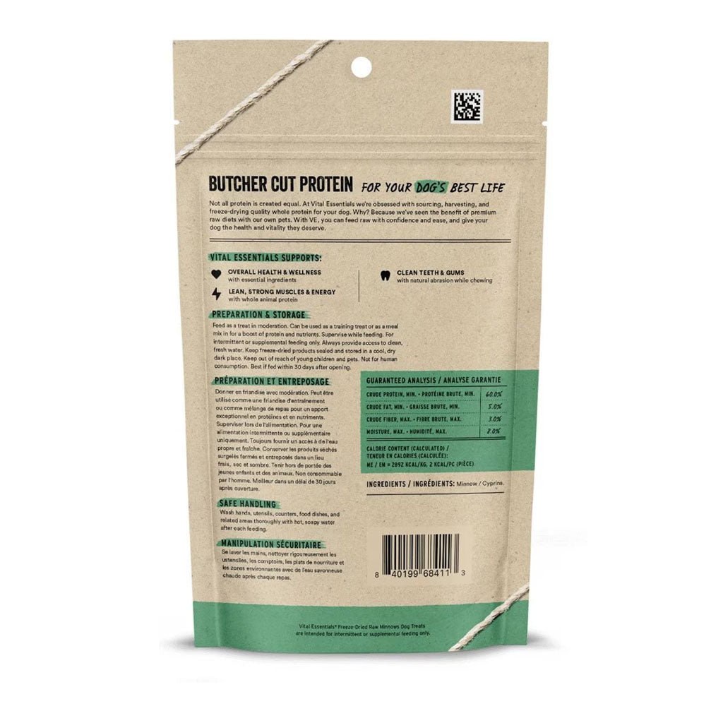 Freeze-dried Minnows Treats for Dogs back of bag