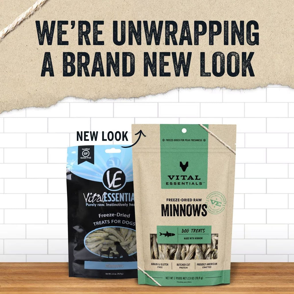 Freeze-dried Minnows Treats for Dogs brand new look.  