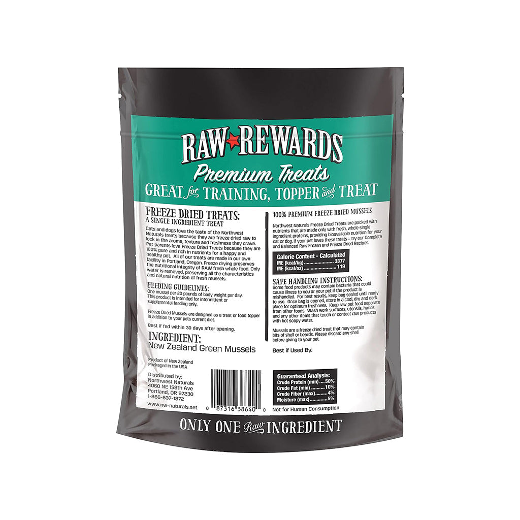 Freeze-dried New Zealand Green Mussels 2oz back of bag