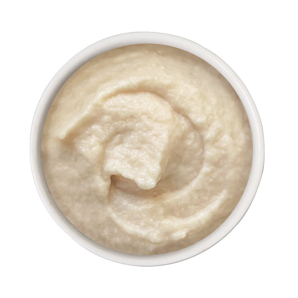 Top view of Cat Person Tuna Mousse in a white bowl, showing its smooth, creamy texture.
