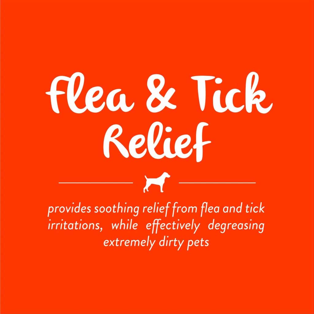 Provides soothing relief from flea and tick irritations while effectively degreasing dirty pets.