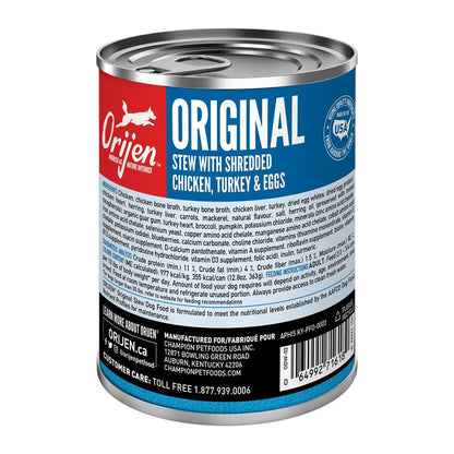 Original Stew Canned Food for Dogs 12.8oz back of can 