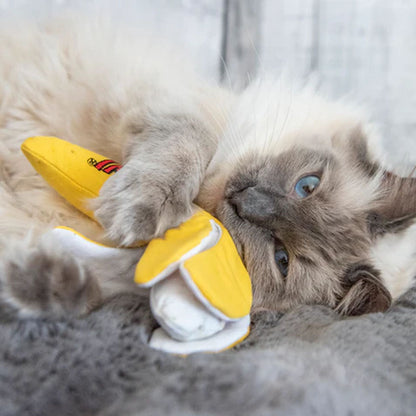 Cat playing with Catnip Peeled Banana Cat Toy