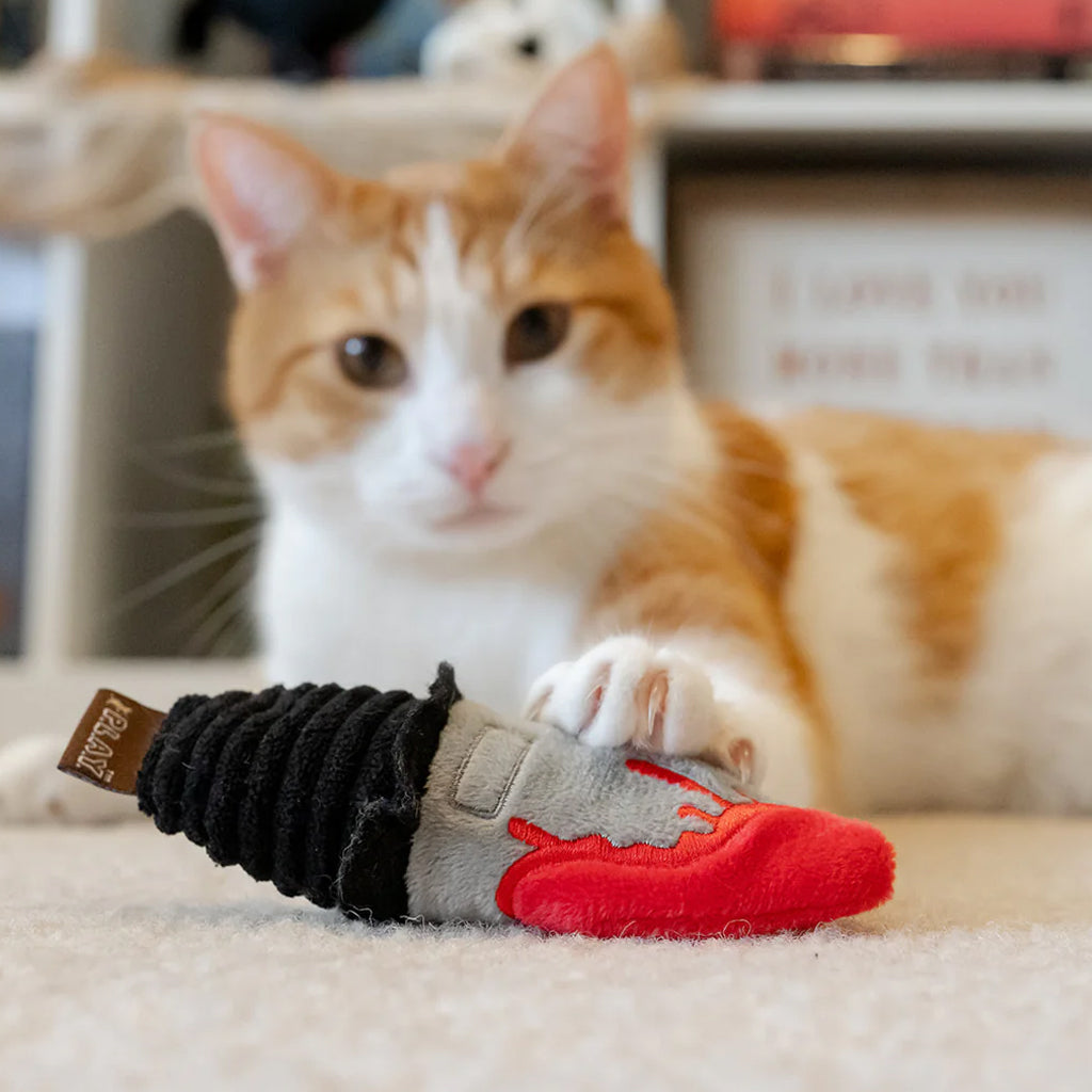 Cat playing with Feline Frenzy Deadly Duo Catnip Toy