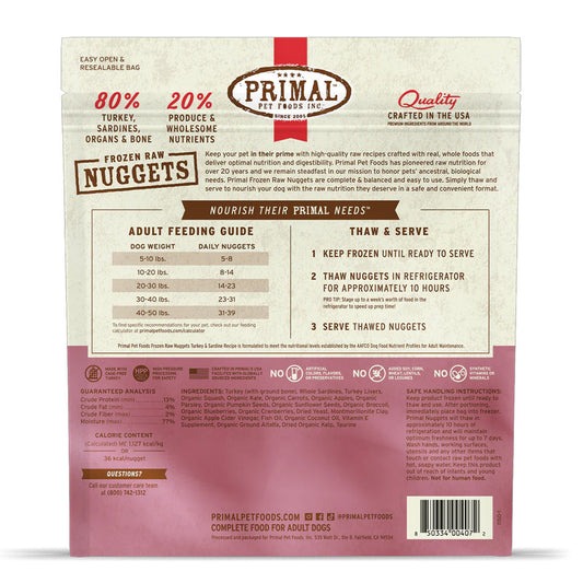 *Turkey & Sardine Frozen Raw for Dogs
