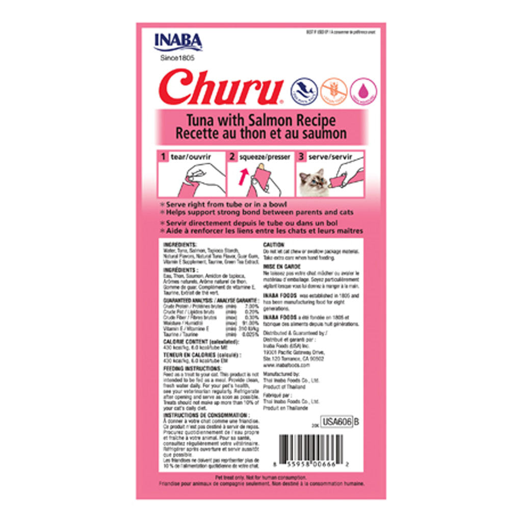 Churu Tuna with Salmon 4 Pack back of package. 