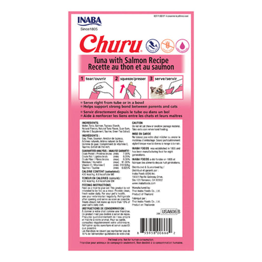 Churu Tuna with Salmon 4 Pack back of package. 