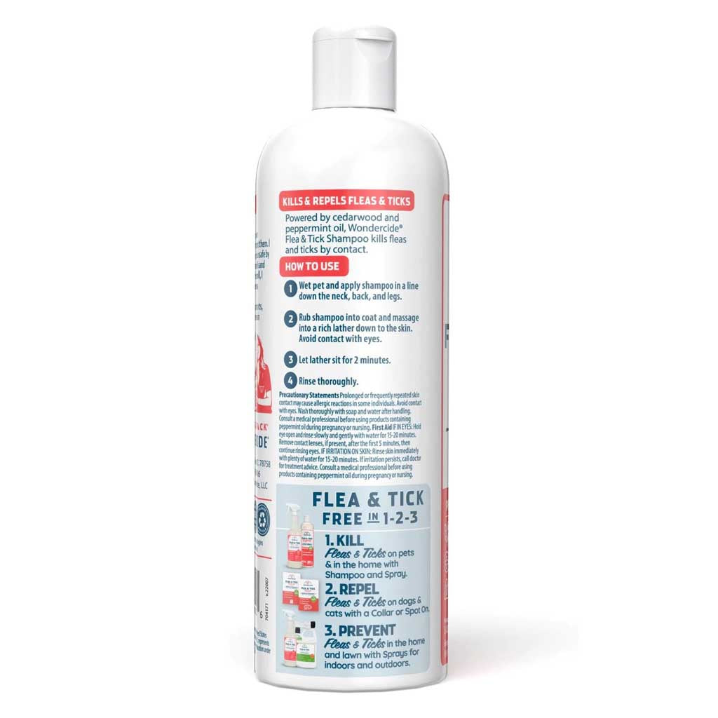 Flea & Tick Shampoo 12oz side of the bottle. 