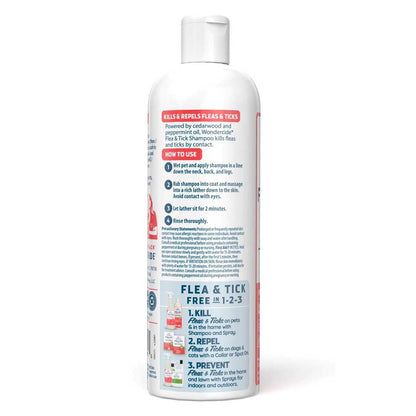 Flea & Tick Shampoo 12oz side of the bottle. 