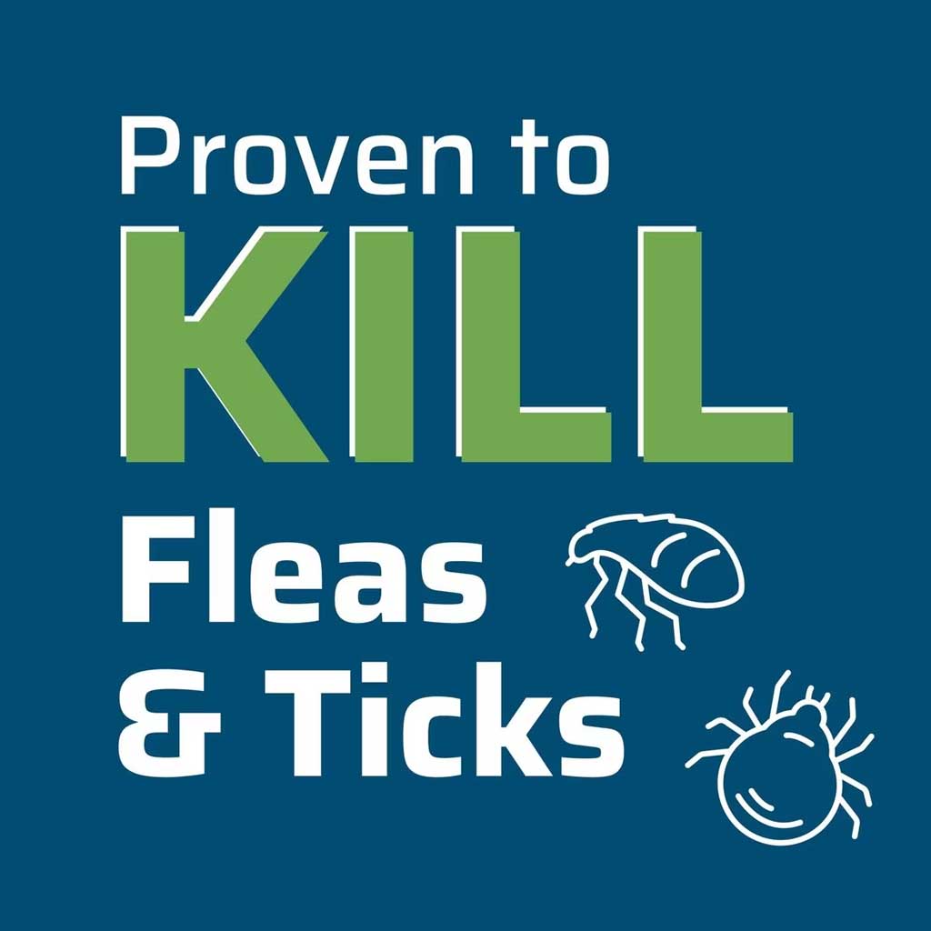 Proven to kill fleas and ticks.