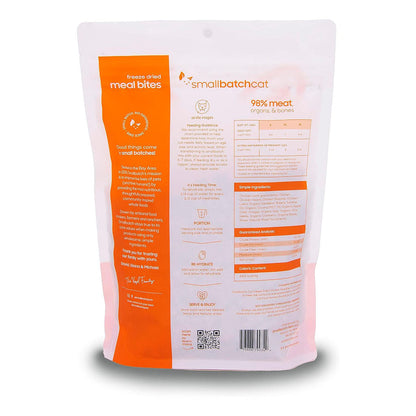 Chicken Freeze-Dried Mealbites for Cats 10 oz back of bag.