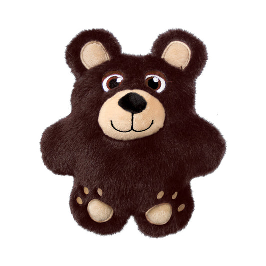 Brown KONG Snuzzles Bear plush dog toy with cream ears, muzzle, and paws.