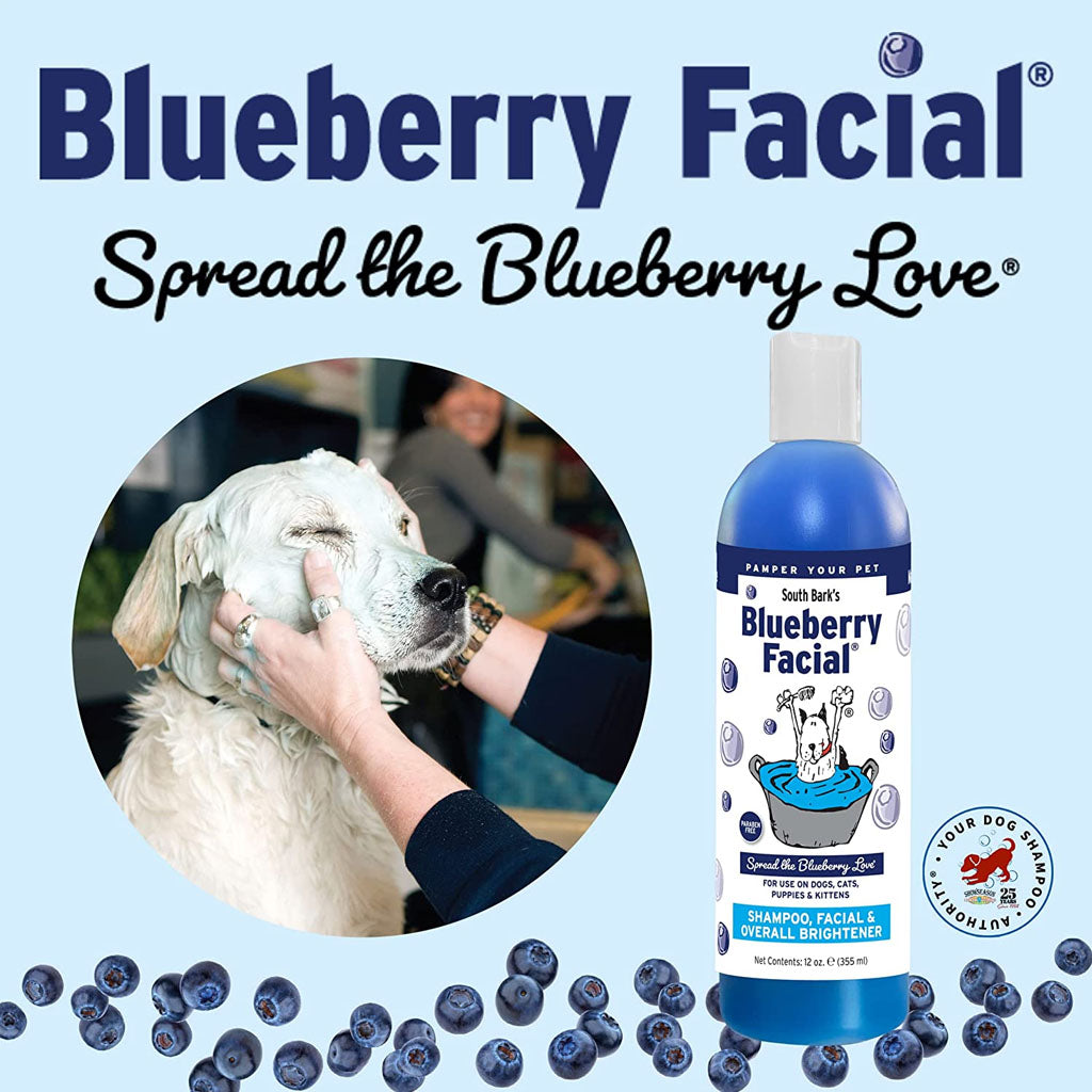Blueberry Facial 12oz being used on a dog. 