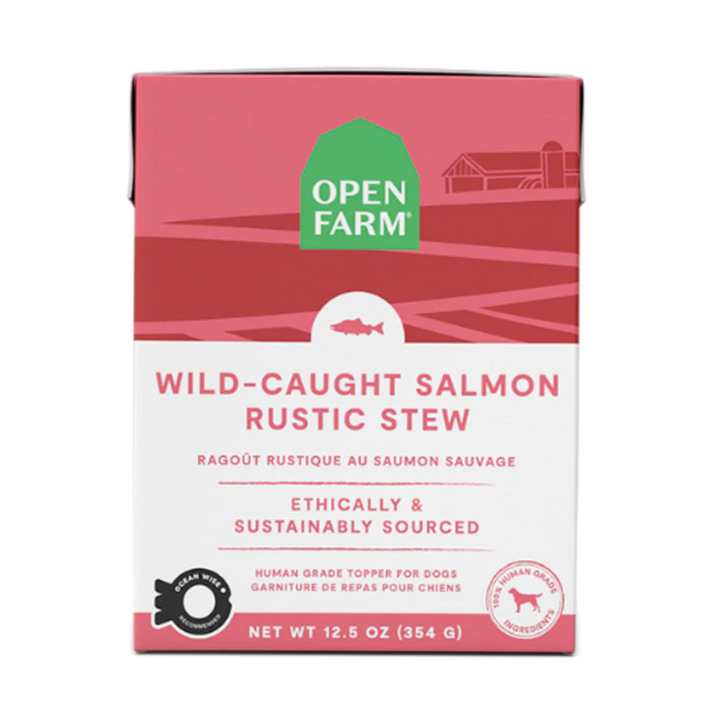Open Farm Box of Wild-Caught Salmon Rustic Stew. Ethically and sustainably sourced. 12.5oz