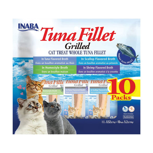 Inaba Grilled Tuna Fillet Variety Pack ten-count box with cat illustrations