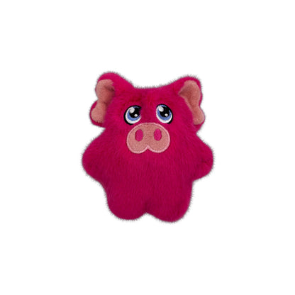 Bright pink KONG Snuzzles Mini Pig plush dog toy with embroidered eyes and a pale pink snout.
