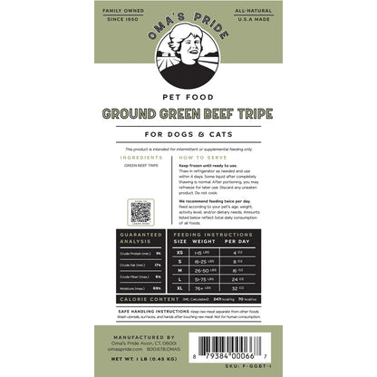 Frozen Ground Green Beef Tripe 1lb