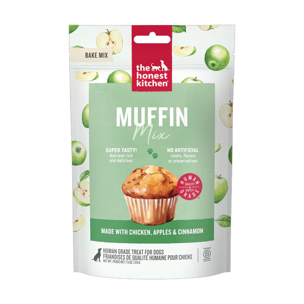 The Honest Kitchen Muffin Mix with chicken apples and cinnamon. 7.5oz. No artificial colors, flavors, or preservatives.
