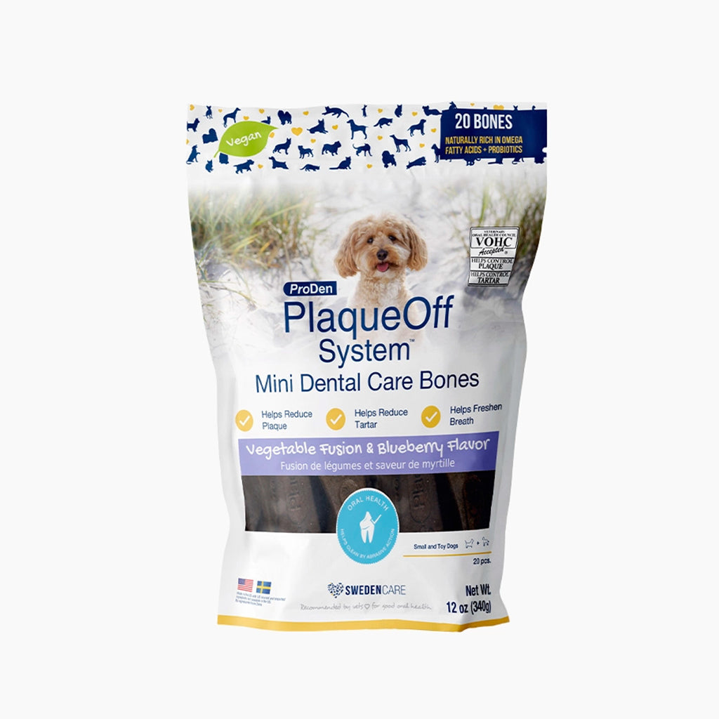 PlaqueOff Vegetable Fusion & Blueberry Flavor Mini Dental Care Bones 20ct