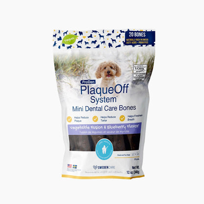 PlaqueOff Vegetable Fusion & Blueberry Flavor Mini Dental Care Bones 20ct