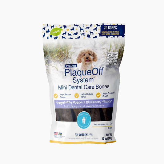 PlaqueOff Vegetable Fusion & Blueberry Flavor Mini Dental Care Bones 20ct