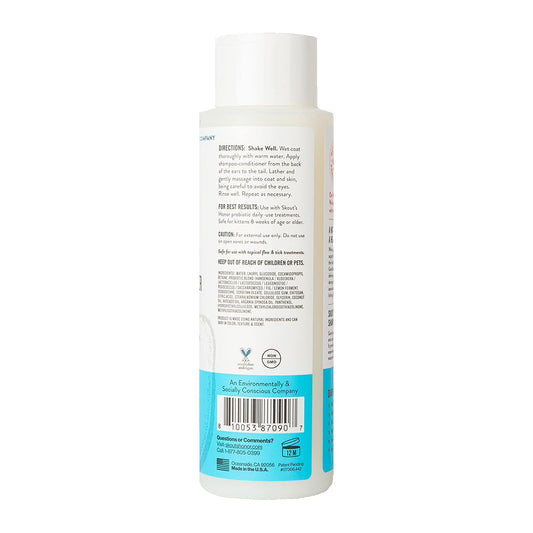 Fragrance Free Probiotic Shampoo + Conditioner for Cats 16oz side of bottle. 