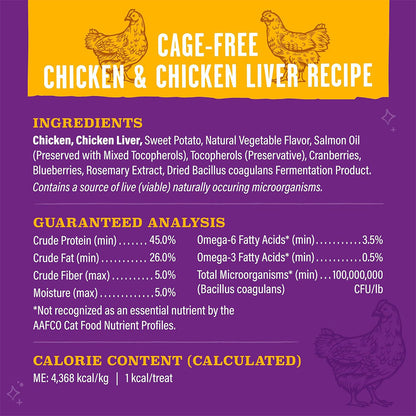 Meowfulls Cage-Free Chicken & Chicken Liver Recipe ingredients. 