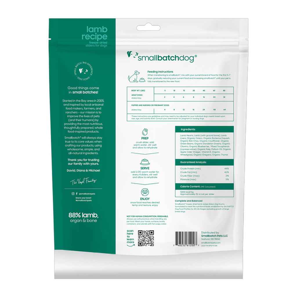 Lamb Batch Freeze-dried Raw 14oz back of bag