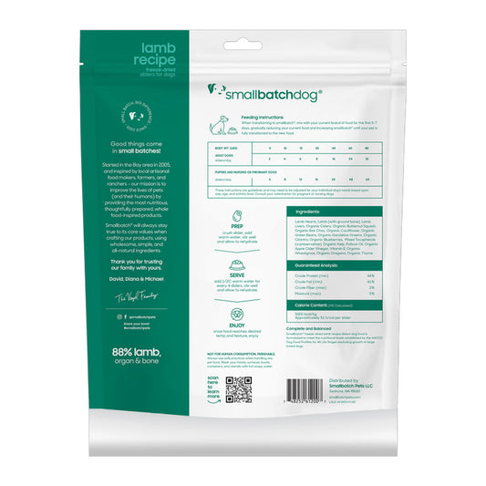 Lamb Batch Freeze-dried Raw 14oz back of bag