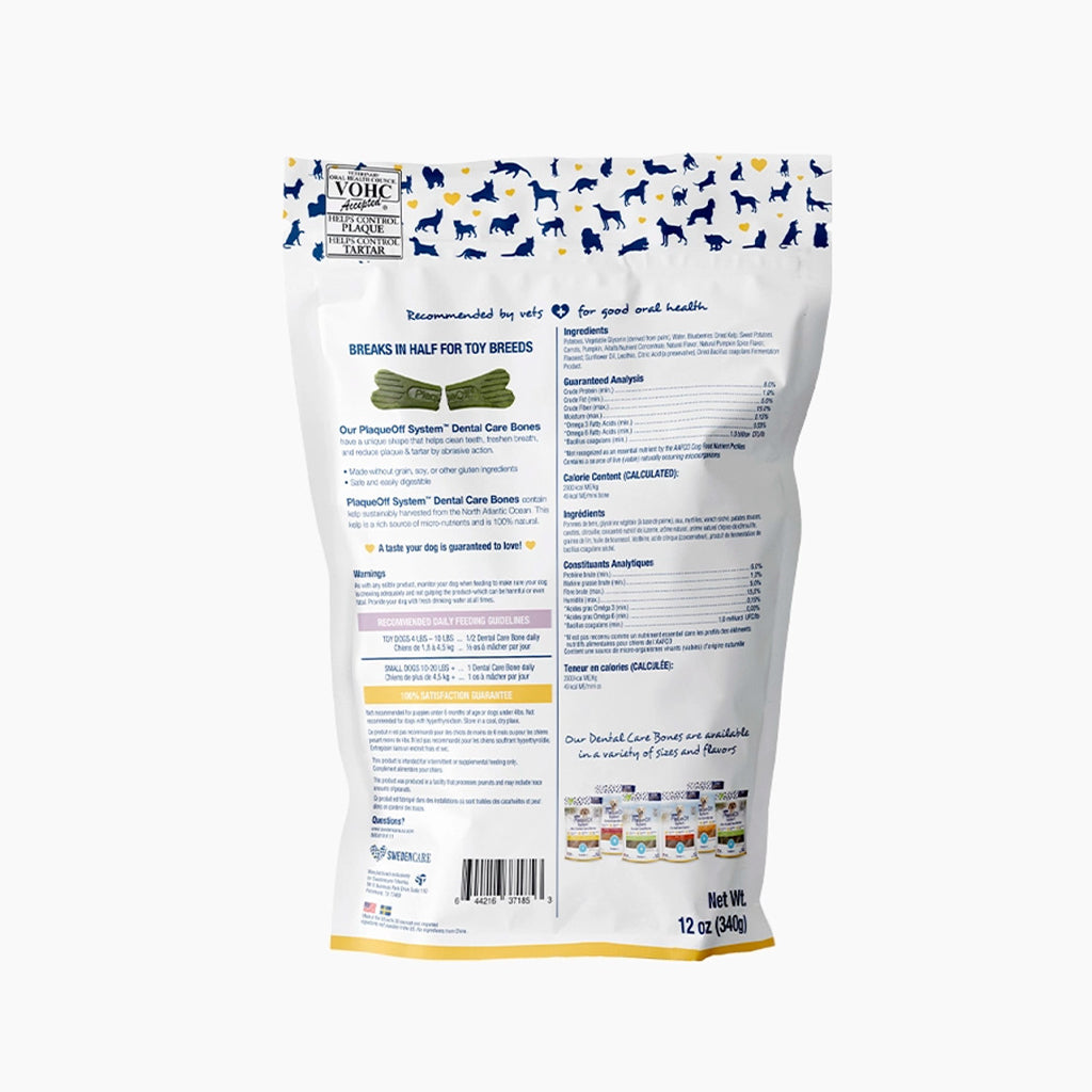 PlaqueOff Vegetable Fusion & Blueberry Flavor Mini Dental Care Bones 20ct