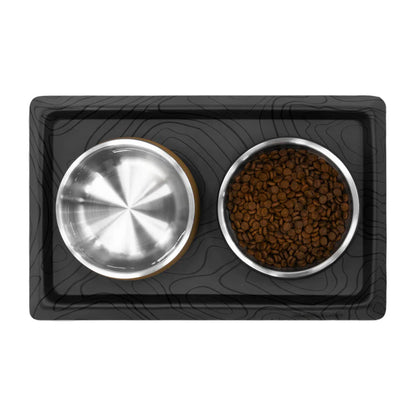 Basecamp Dog Bowl Mat with bowls on top.