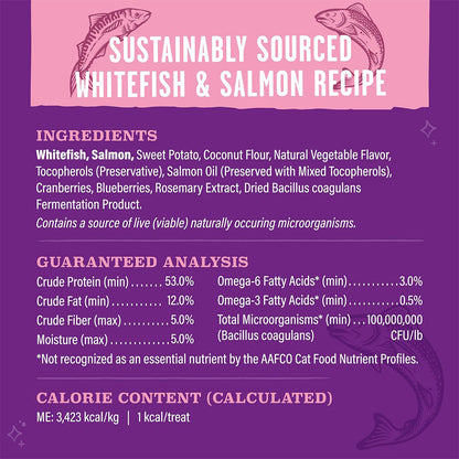 Meowfulls Whitefish & Salmon Recipe 1.5 oz ingredients. 