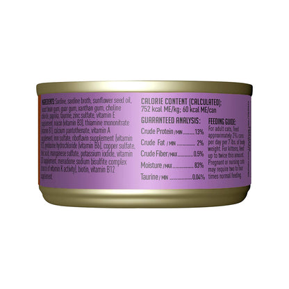 Grill Sardine Cutlets Grain-Free Canned Cat Food 2.82oz back of can