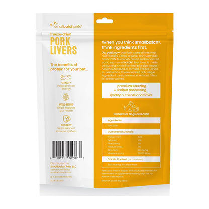 Freeze-dried Pork Liver Treats back of bag. 