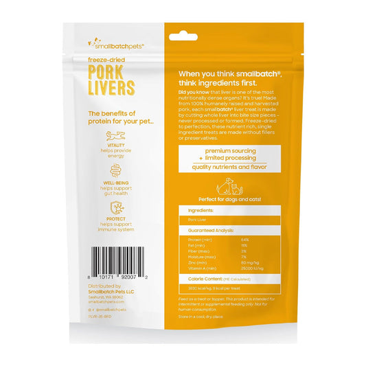 Freeze-dried Pork Liver Treats back of bag. 