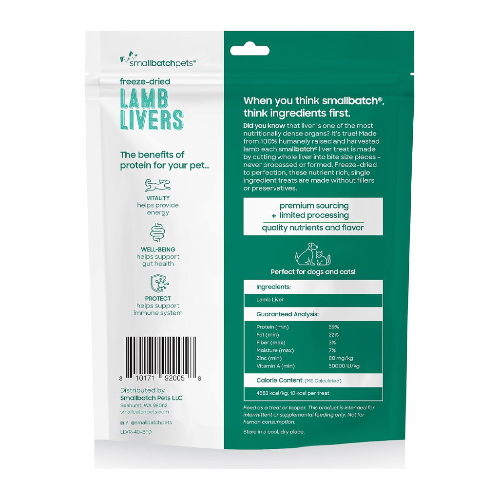 Freeze-dried Lamb Liver Treats 4oz back of bag