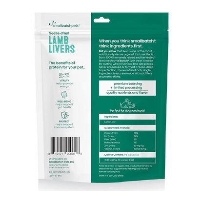 Freeze-dried Lamb Liver Treats 4oz back of bag