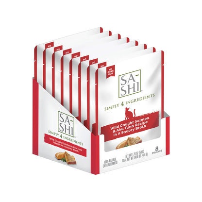 Sa-Shi Wild Caught Salmon & Aku Tuna Cat Food Recipe in Savory Broth