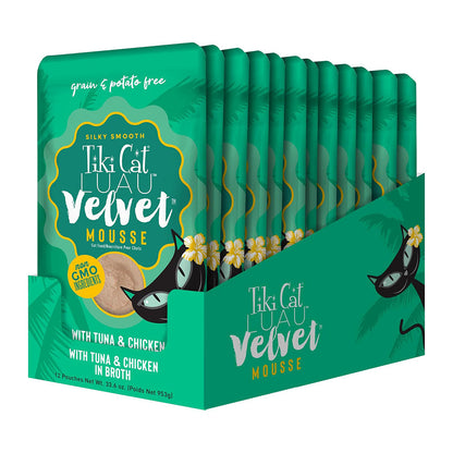 Luau Velvet Mousse Tuna & Chicken Grain-Free Cat Food Pouch 2.82oz case of 12 