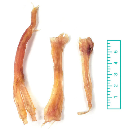 Assorted Beef Tendons 8oz compared to a ruler
