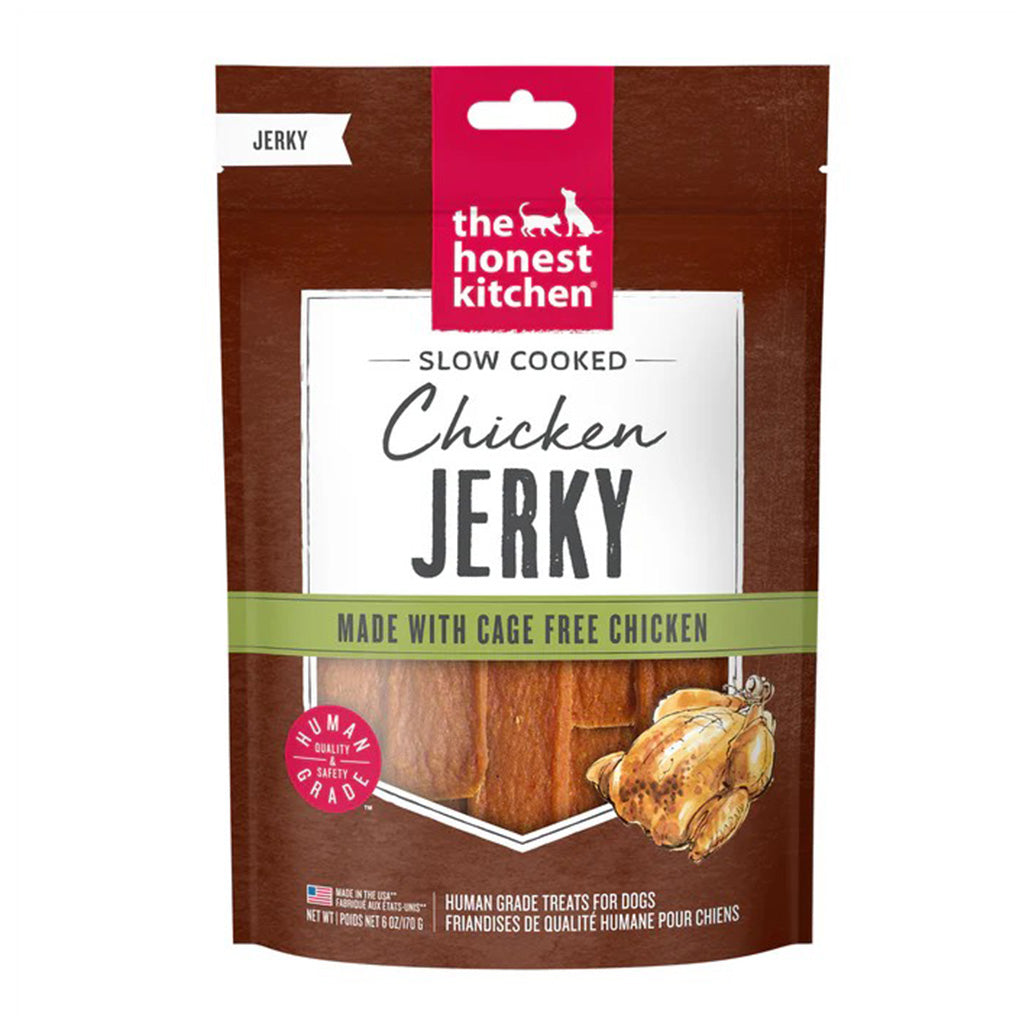 The Honest Kitchen Slow-cooked Chicken Jerky 6 ounce bag. Made with Cage-free chicken