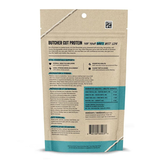Freeze-dried Beef Tripe Treats 2.3oz back of bag