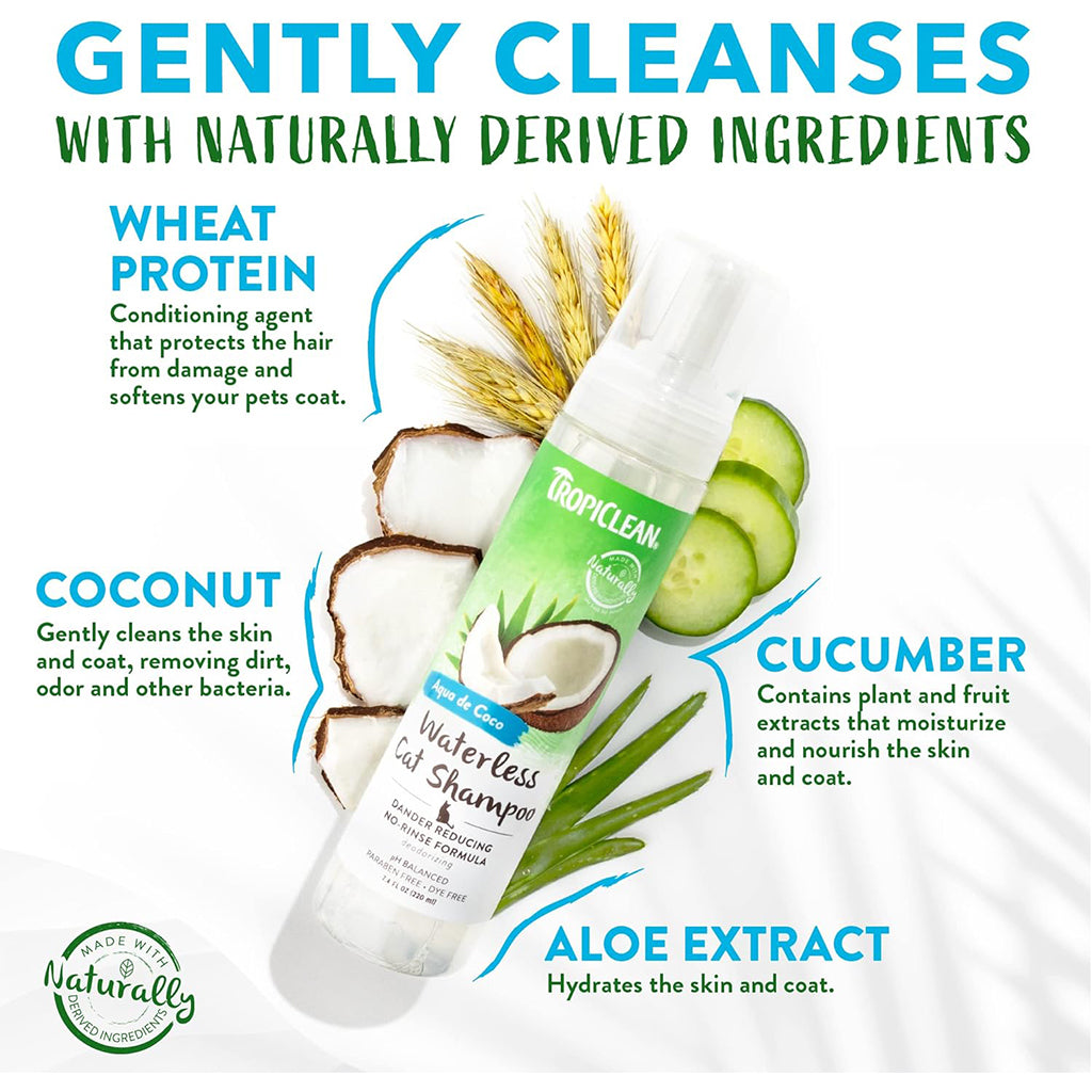 Ingredients of Aqua de Coco Dander Reducing Waterless Shampoo for Cats