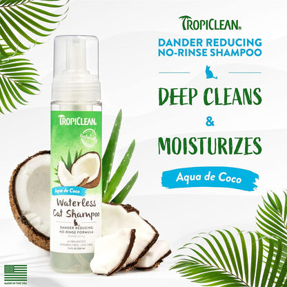 Aqua de Coco Dander Reducing Waterless Shampoo for Cats uses and features 