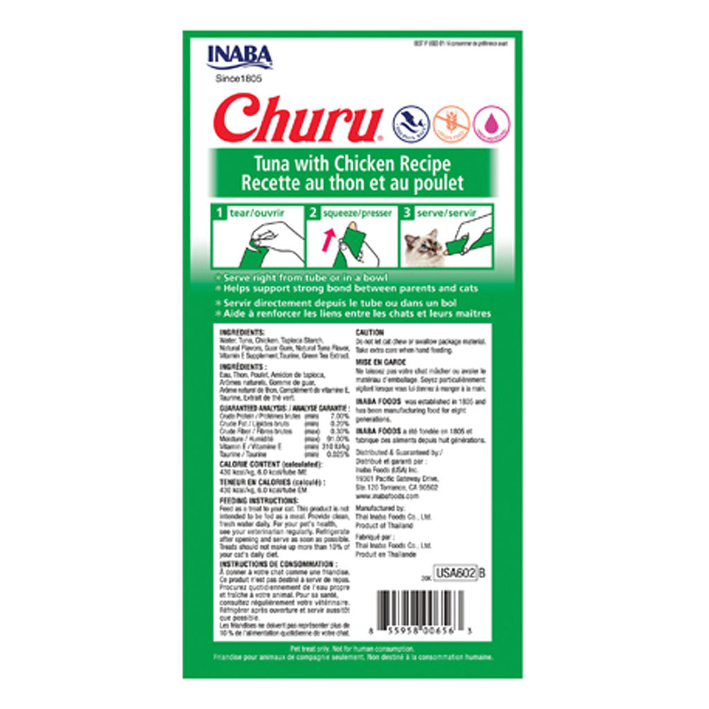 Churu Tuna with Chicken 4 Pack back of package.